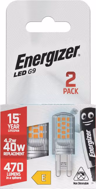 Energizer G9 LED Capsule Light Bulb, 470lm, 6500K Cool White Daylight, Transparent/White