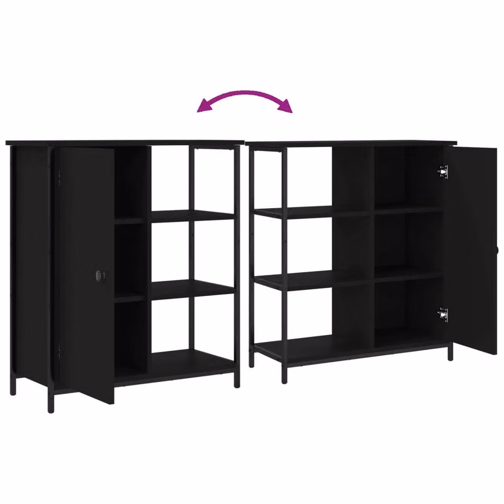 Berkfield Home Modern Black Sideboard in Matt Engineered Wood W/D/H: 70 x 30 x 80 cm – 6