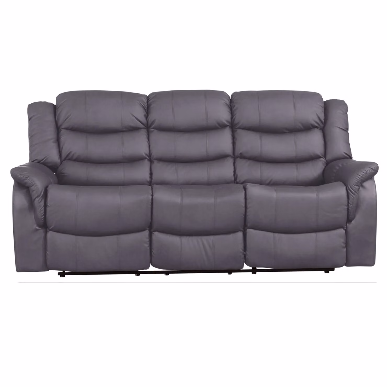 Artemis Home Almeira 3 Seat Manual Recliner Sofa in Grey Synthetic Leather, Width: 205 cm – 2