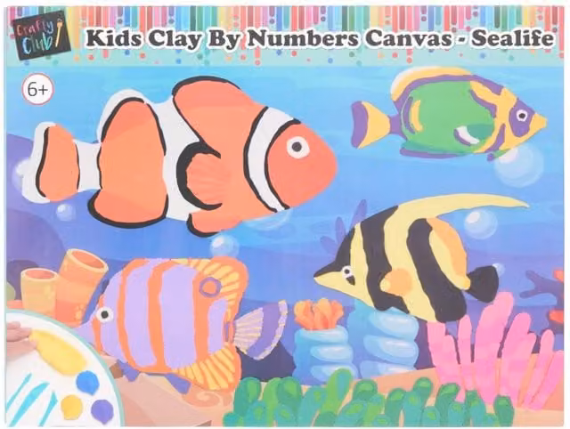Crafty Club Kids Clay by Numbers Sealife Multicolour Canvas Set