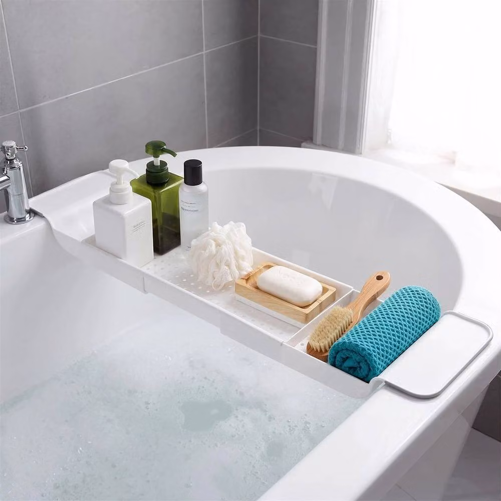 KORVIXA Extendable White Bath Rack Tray Over Bath Bridge Caddy – 2