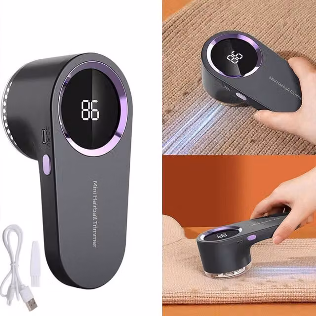 VOGREX USB Rechargeable Electric Fabric Shaver and Lint Remover in Black