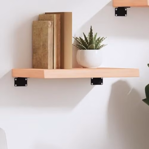 vidaXL Wall Shelf in Natural Untreated Solid Oak, W/D/H: 40 x 20 x 4 cm – 1