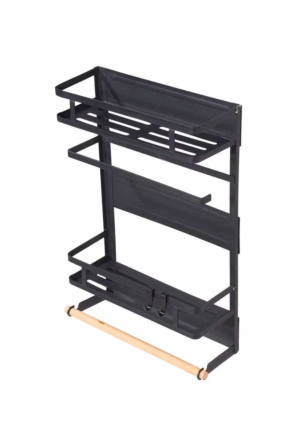 Living and Home Magnetic Refrigerator Storage Rack with Paper Towel Holder in Black – 2