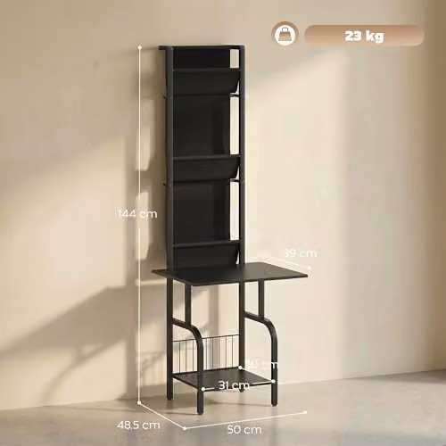 HOMCOM Industrial Vinyl Record Player Stand with Media Compartments, Black, W: 48.5 cm, D: 48.5 cm, H: 144.0 cm – 7