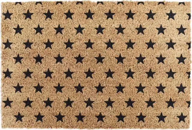 Artsy Mats Star Pattern Brown Coir and Rubber Non-Slip Weatherproof Doormat