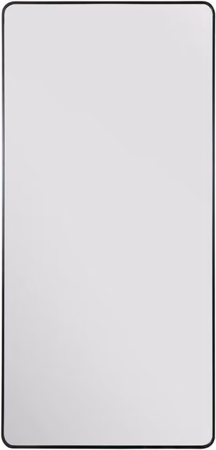 MirrorOutlet Black Aluminium Curved Edge Wall Leaner Mirror H 174 cm x W 85 cm