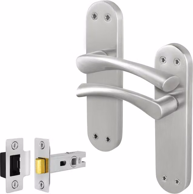 AFIT Novi Satin Nickel Twist Handle Latch Set with Backplate, Silver, 1 Pair, W/D/H: 15.0 x 15.0 x 15.0 cm – 1