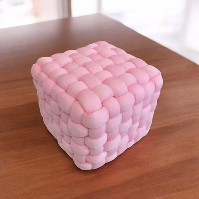 Minster Stylish Living Ltd Pink Fabric Cube Footstool W/D/H: 30 x 30 x 30 cm