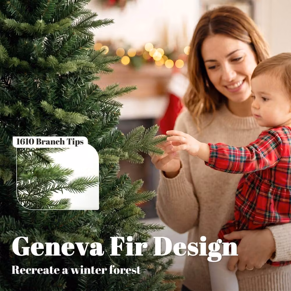 HOMCOM Geneva Fir Hinged Christmas Tree in Green, Height: 180 cm – 4