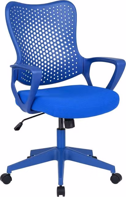 Costway Ergonomic Blue Office Chair with Armrests and Padded Cushion