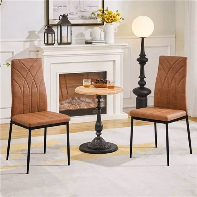 Kelvenix Brown Faux Leather Dining Chairs – 1