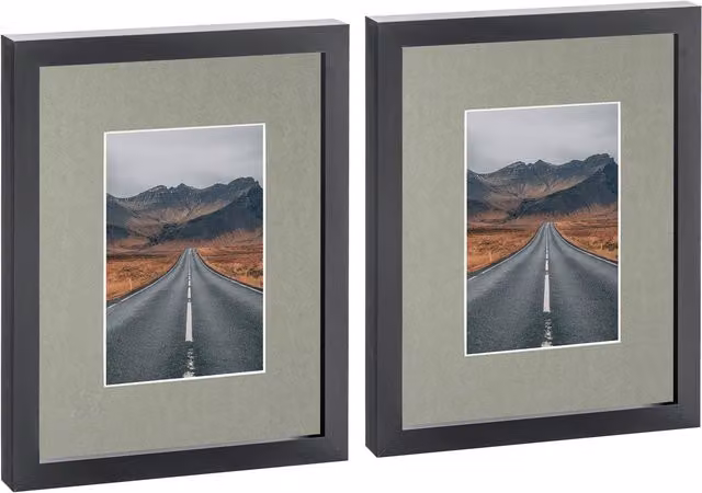 Nicola Spring Pack of 2 Black Rectangular Photo Frames with White 4 x 6 inch Mounts and Glass Aperture – 4