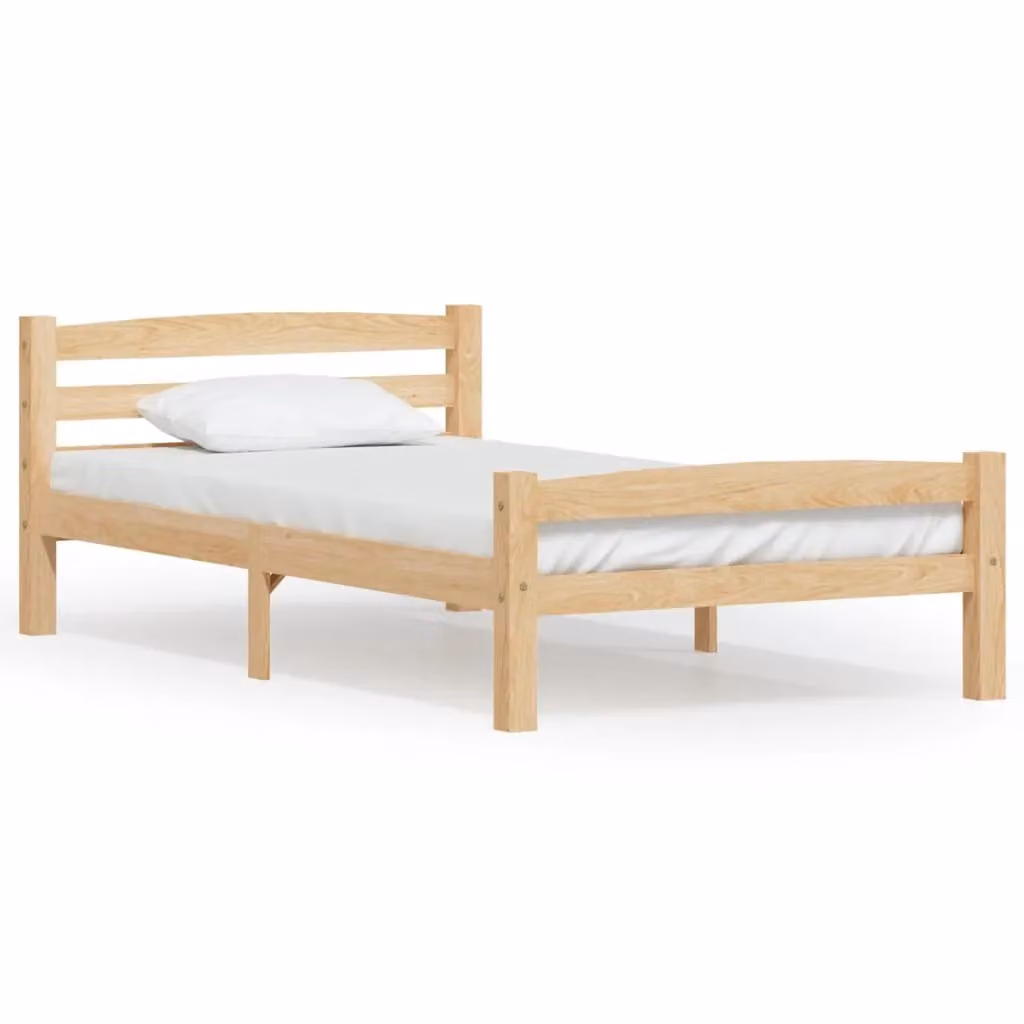 Berkfield Home Modern Solid Pinewood Bed Frame in Brown, W/D/H: 100 x 200 cm – 2