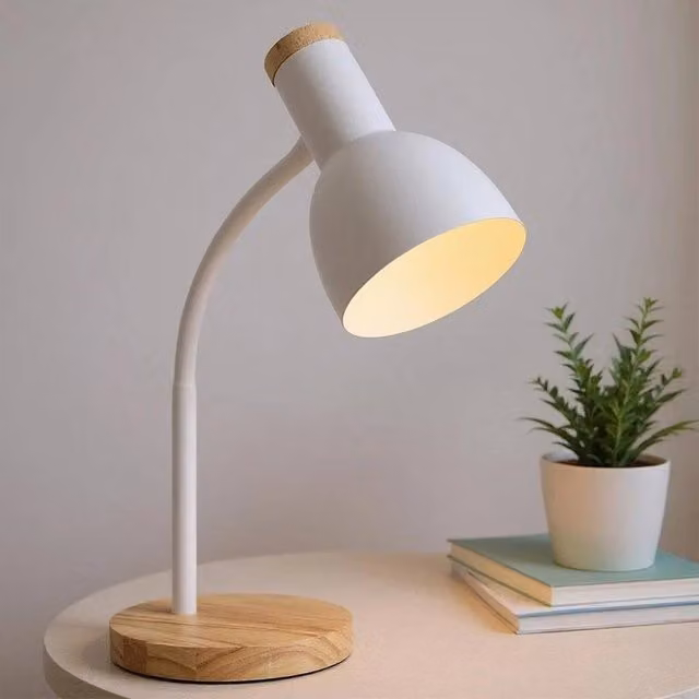 EONLION Modern Adjustable Desk Lamp in White and Wood – 1