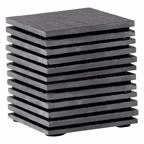 Argon Tableware Square Black Slate Coasters, 12 Piece Set with Holder – 1