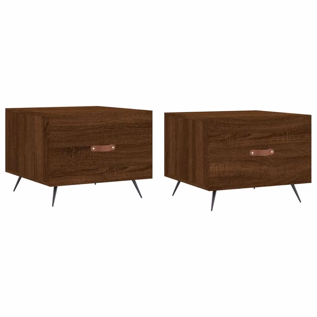 Berkfield Home Set of 2 Brown Oak Coffee Tables, W/D/H: 50 x 50 x 40 cm – 2
