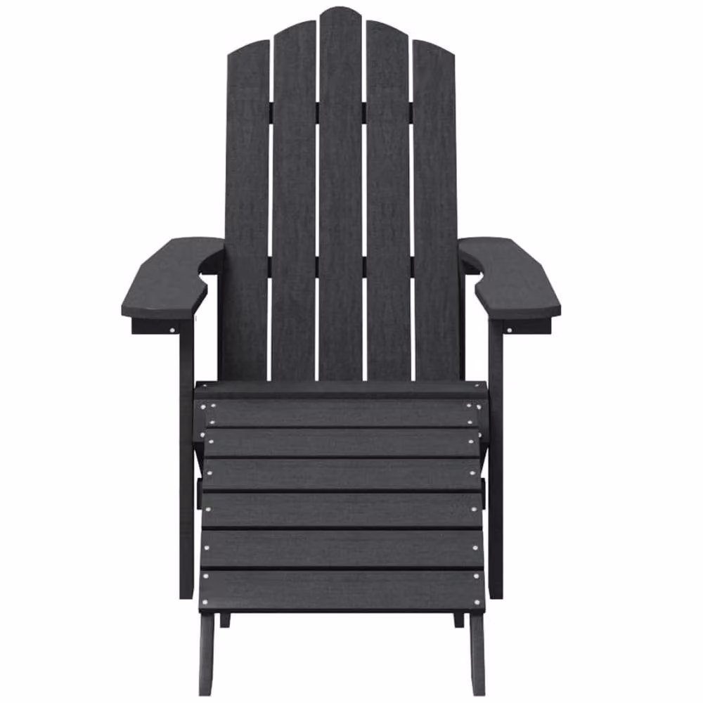 Berkfield Home Garden Adirondack Chairs with Footstools, 2 Piece Set, Anthracite Black HDPE Composite – 4