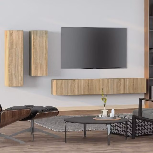 Berkfield Home 4 Piece Sonoma Oak TV Cabinet Set in Brown