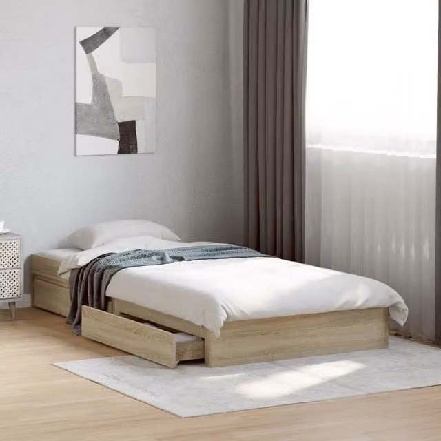 Berkfield Home Sonoma Oak Bed Frame with Drawers, Brown, W/D/H: 90 x 200 cm – 1