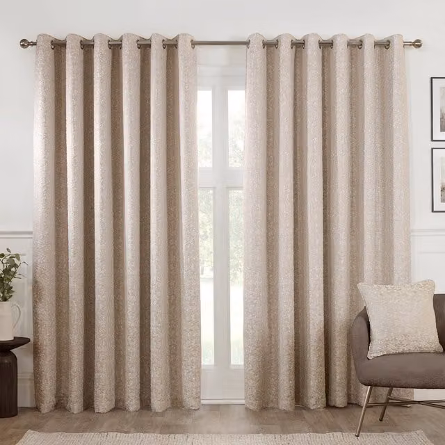 Maisons du Monde Beige Blackout Fabric Curtain Panel with Eyelets W: 168 cm, H: 183 cm