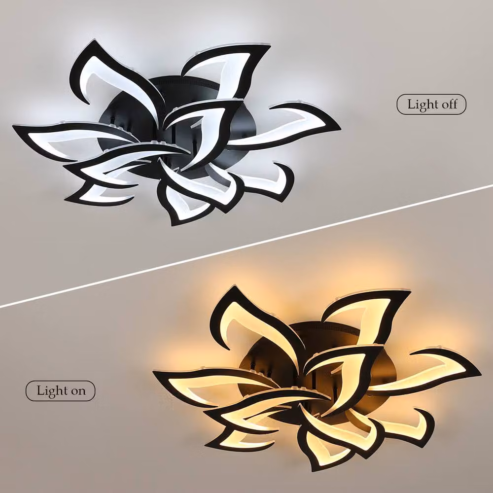 Goeco Modern LED Ceiling Light in Black with Remote Control, App Control and Timer for Bedroom – 4