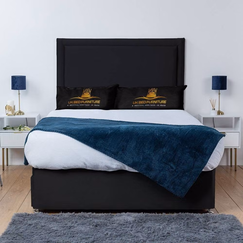 UK Bed Furniture Ascot Double Divan Bed with 4 Drawers and 26 Inch Headboard in Black, W/D/H: 140 x 200 cm – 2