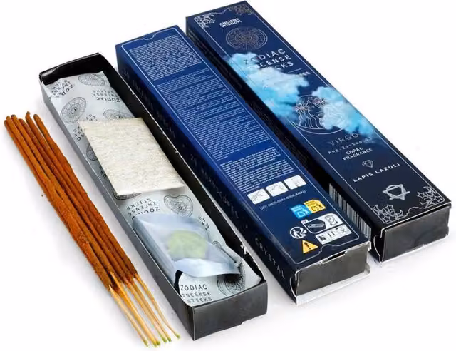 KDMD Virgo Zodiac Incense Set with Copal and Lapis Lazuli in Brown and Blue – 1
