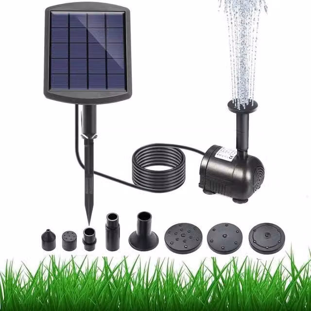 SPETLEK Solar Panel Powered Water Feature Pump in Black