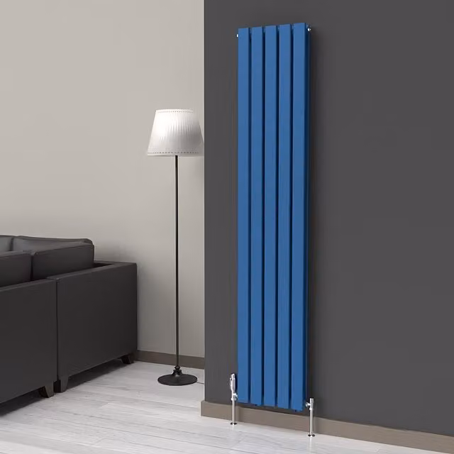 Lux Heat Flat Coloured Vertical Radiator in Galaxy Blue, H 180 cm x W 35 cm