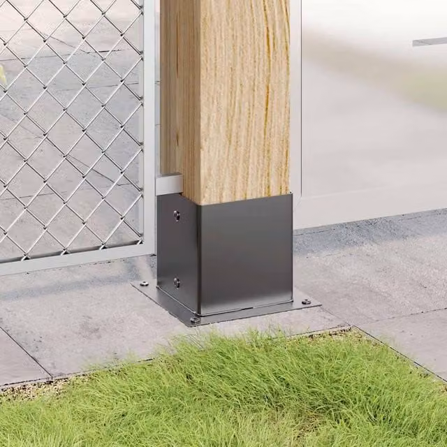 Berkfield Home Square Post Bases, 12 Pack, Anthracite Black Powder-coated Steel, 141 x 141 mm – 1