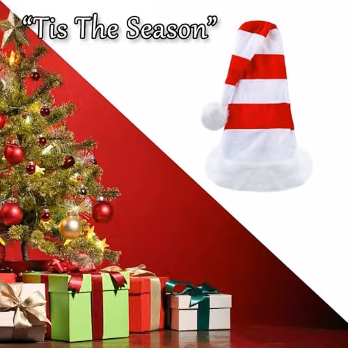 VFM e-Store Red and White Christmas Party Hat for Adults, W/D/H: 30 x 30 x 70 cm – 4