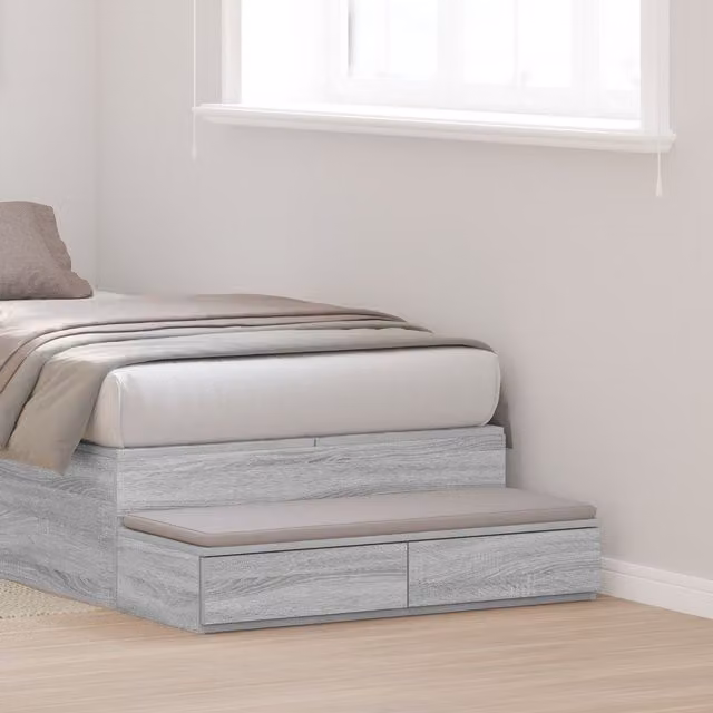 Berkfield Home Grey Sonoma Bedside Drawers in Engineered Wood W/D/H: 80 x 36.5 x 16.5 cm