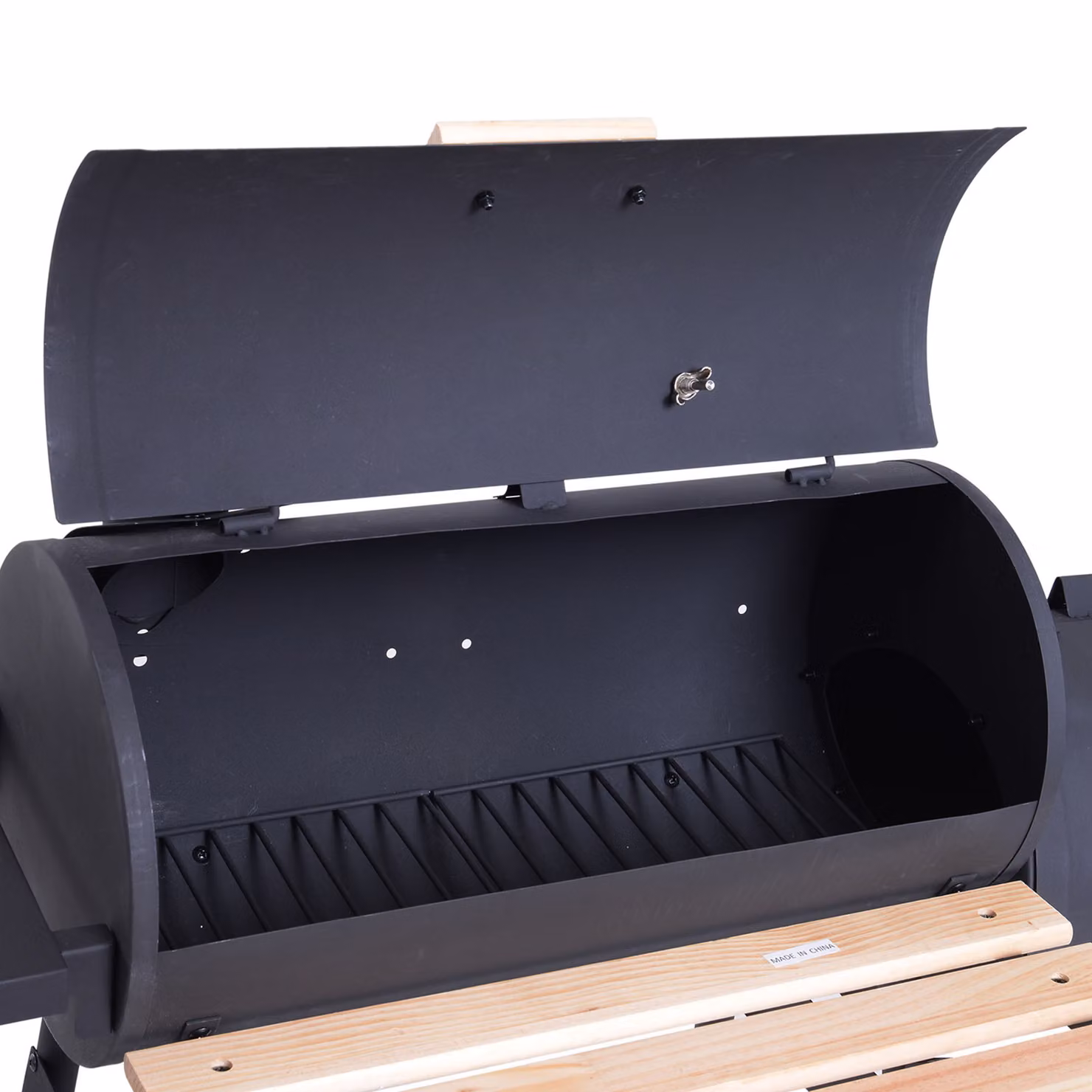 Outsunny Charcoal Barbecue Grill and Offset Smoker Combo with Wheels and Thermometer, Black, W/D/H: 124 x 53 x 104 cm – 8