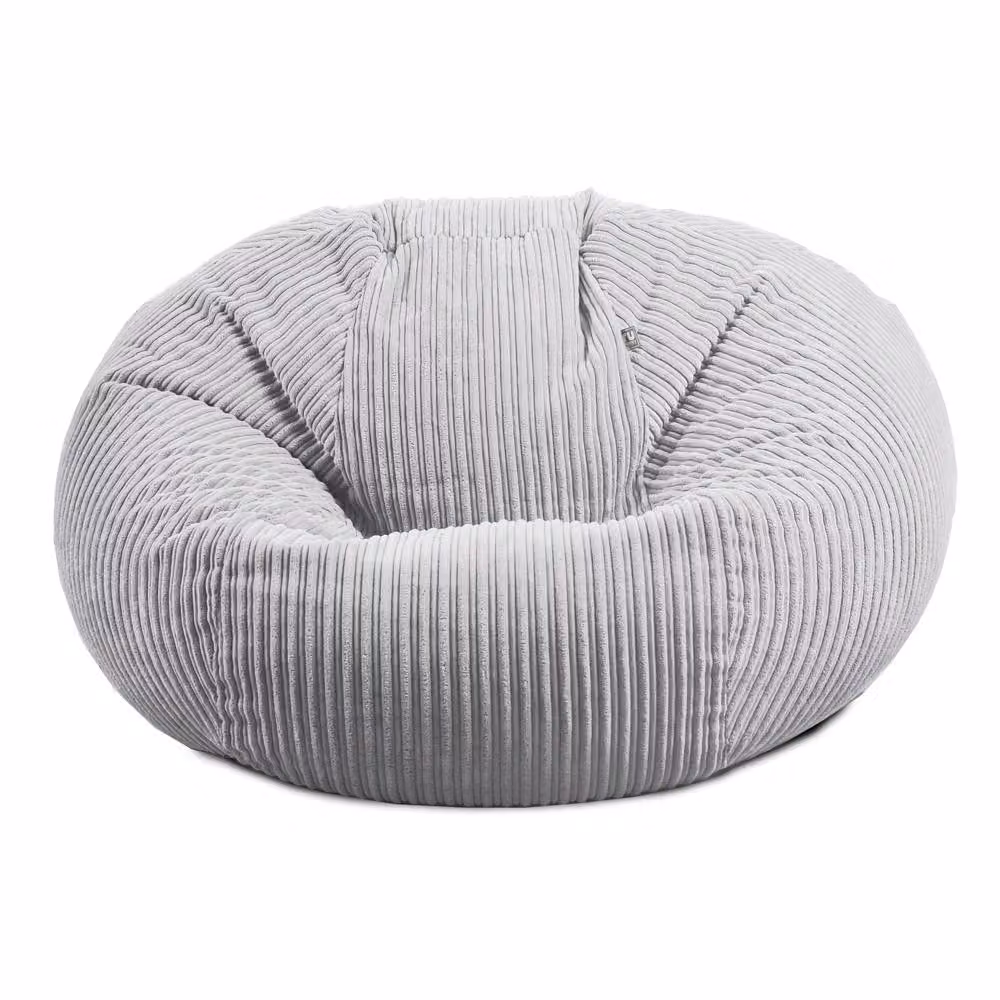 rucomfy Goliath Jumbo Cord Giant Indoor Bean Bag Chair for Adults in Light Grey – 2