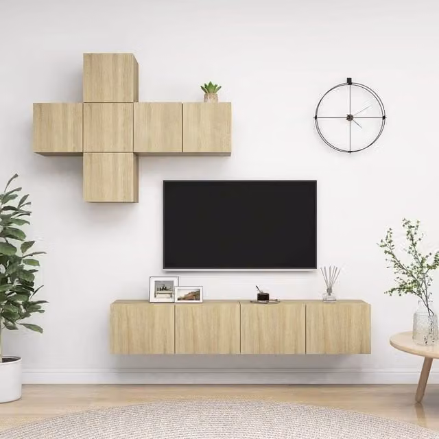 Berkfield Home 7 Piece Modern TV Cabinet Set in Sonoma Oak and Brown Engineered Wood