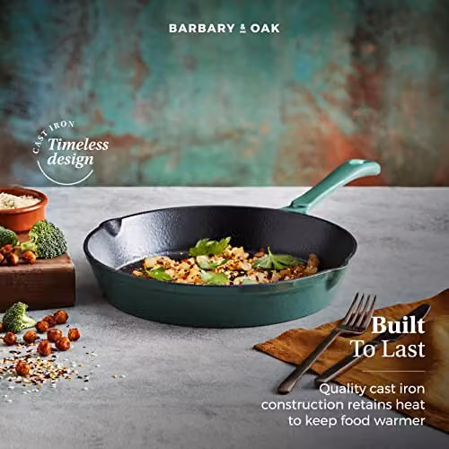 Tower Enamelled Cast Iron Round Frying Pan with Pouring Spout, Green and Black, Diameter: 26 cm – 3