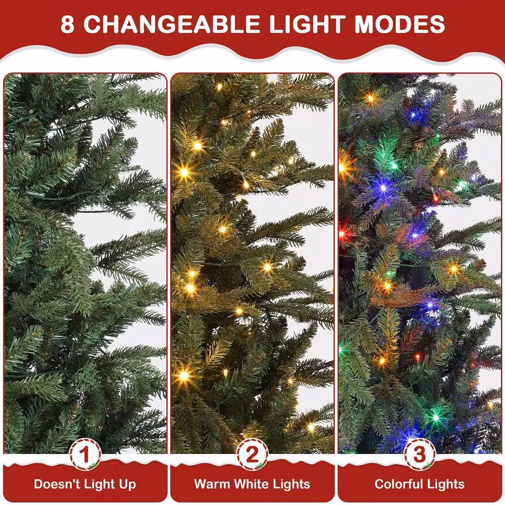 London Boutique 5ft Pre-Lit Artificial Christmas Tree with Warm White LED Lights in Green – 3