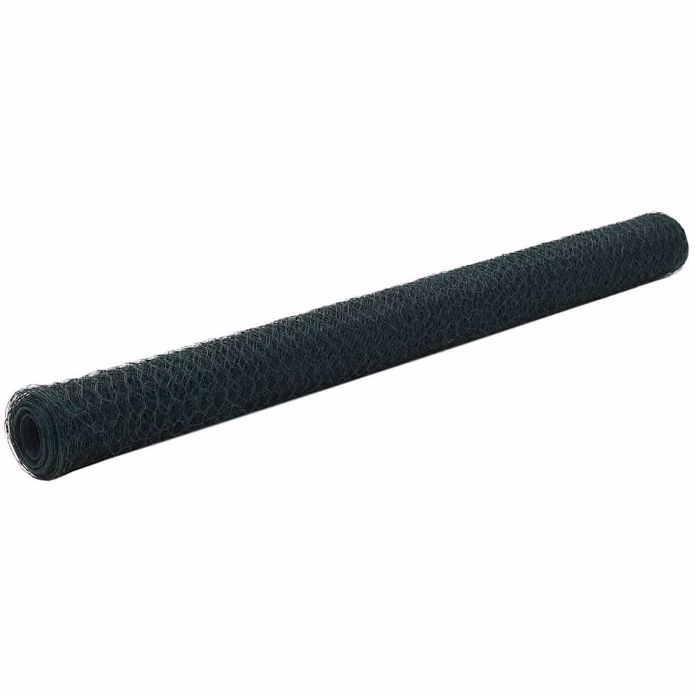 Berkfield Home Green PVC Coated Steel Chicken Wire Fence, 25 x 1.5 m – 2