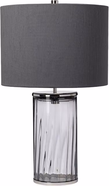 Netlighting Reno Table Lamp in Polished Nickel and Grey Smoked Glass