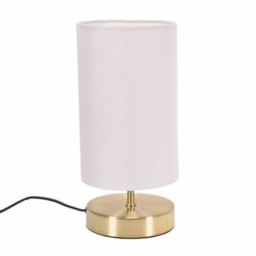 ValueLights Francis Dimmable Touch Table Lamp with White Fabric Shade and Gold Metal Cylinder Base