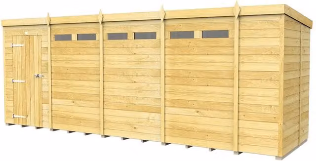 Buttercup Farm Brown Pent Security Wood Shed with Single Door, L147 x W533 x H201 cm
