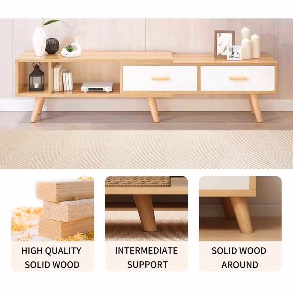 KORVIXA Scandinavian Wooden Media and TV Storage Cabinet in Beige, W/D/H: 100 x 100 x 100 cm – 4