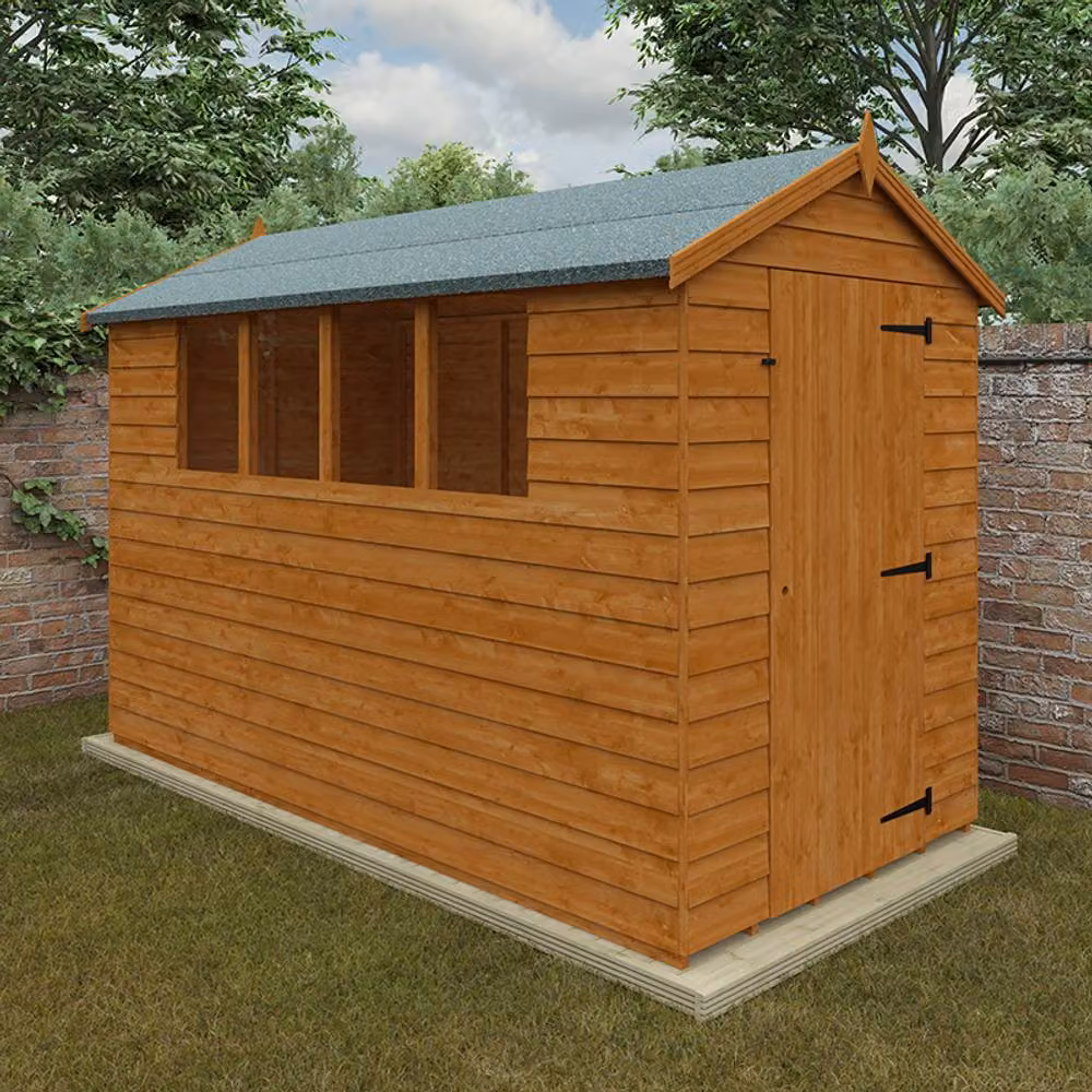 Buttercup Farm Budget Apex 9mm Wood Shed in Orange and Grey, W: 304.8 cm, D: 152.4 cm – 2
