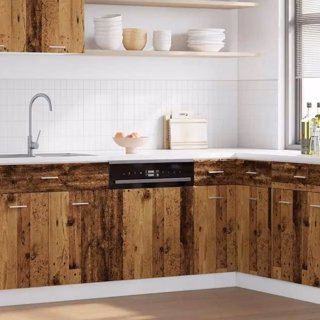 Berkfield Home Dishwasher Panel in Old Wood Brown, W/D/H: 45 x 3 x 67 cm