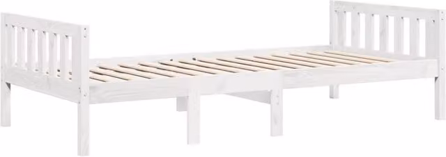 Berkfield Home Durable Childrens Solid Wood Bed in White W/D/H: 80 x 200 cm