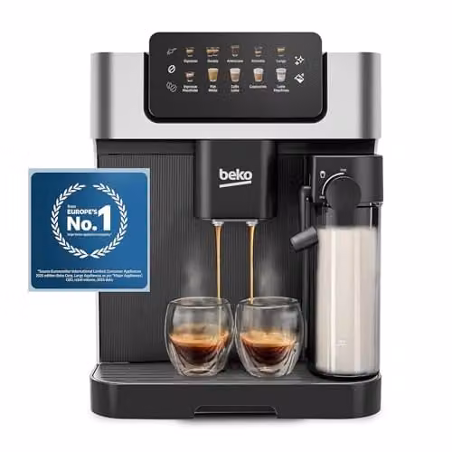 Beko CaffeExperto Bean to Cup Coffee Machine with Integrated Milk Container and Touch Display, Black, W/D/H: 40.5 x 27.5 x 34 cm