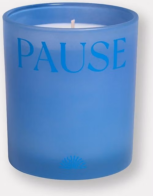 Papier Pause Blue Scented Glass Pillar and Votive Candle with Floral and Woody Notes