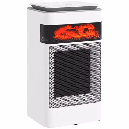 HOMCOM 1500W Ceramic Electric Fan Space Heater with 3 Modes, White