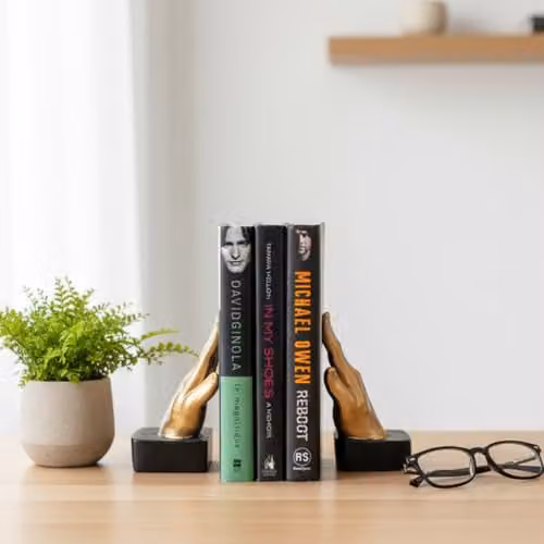 Maison Des Cadeaux Gold Resin Open Palm Hands Bookends Set – 2